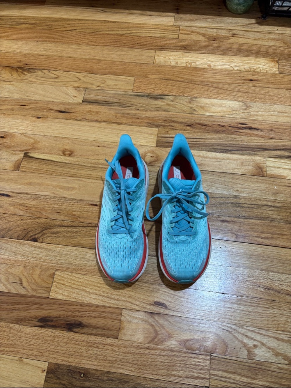 Hoka Clifton Blue Running Shoes with Coral accents - Picture 11 of 11